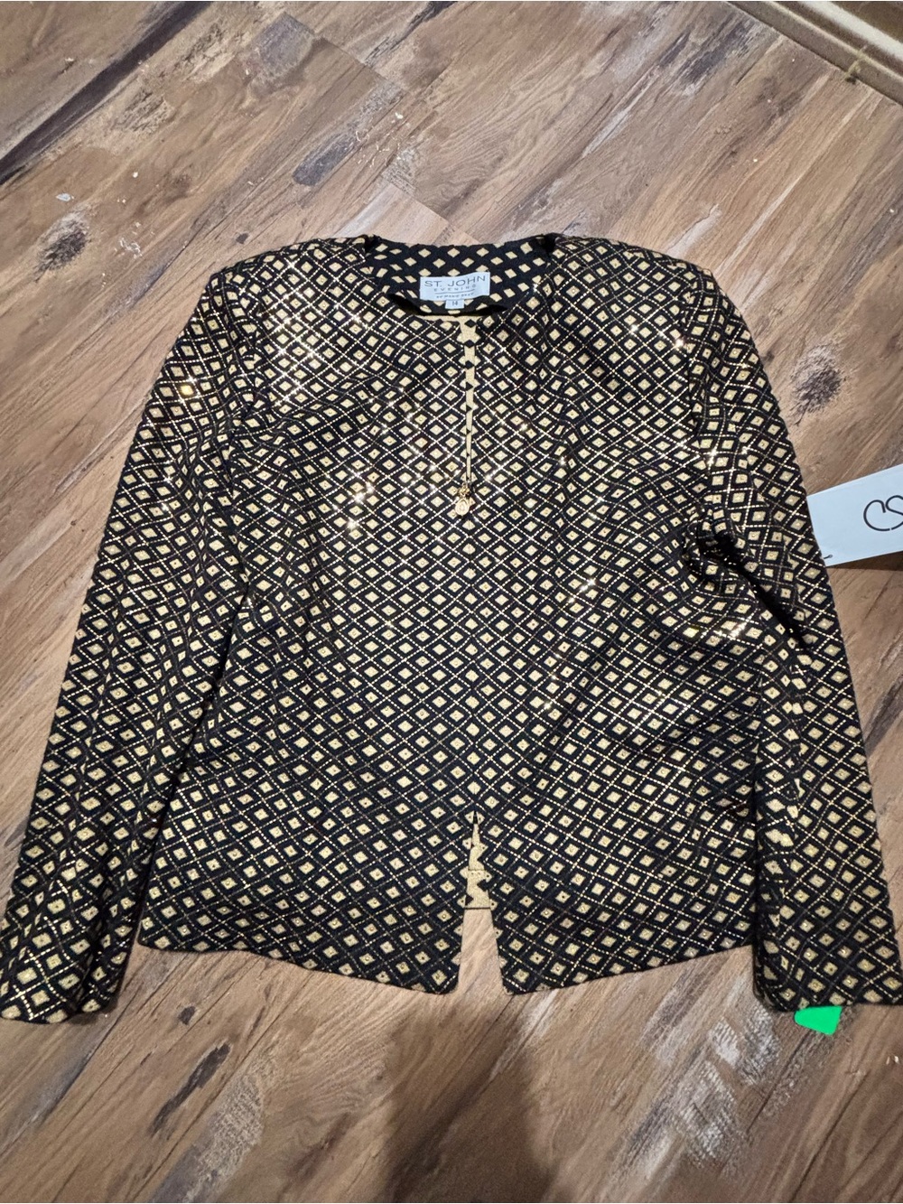 St. John evening, jacket, metallic Paillette Black & Gold Diamond jacket 14